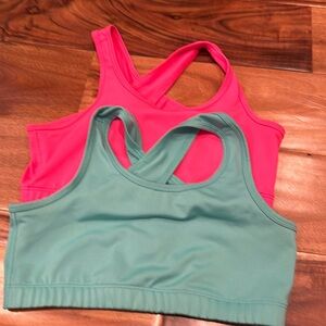 Two bras from Academy sports 1 turquoise one hot pink